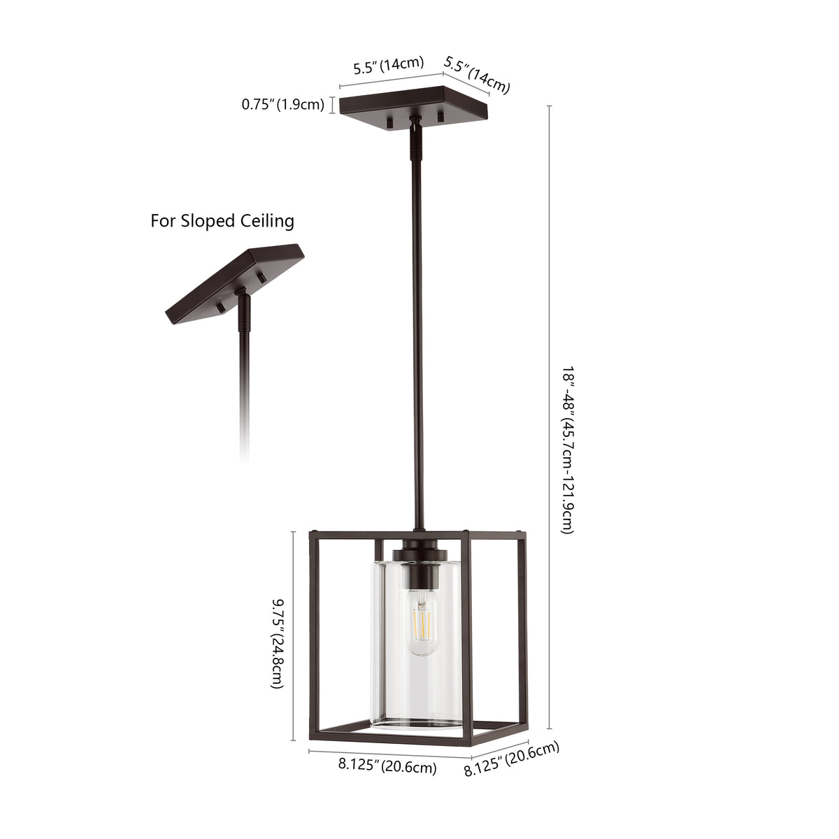 Pagoda 8.13" Industrial Farmhouse Iron/Glass LED Pendant