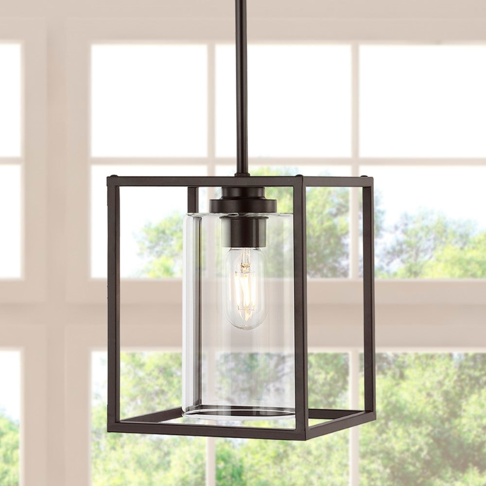 Pagoda 8.13" Industrial Farmhouse Iron/Glass LED Pendant