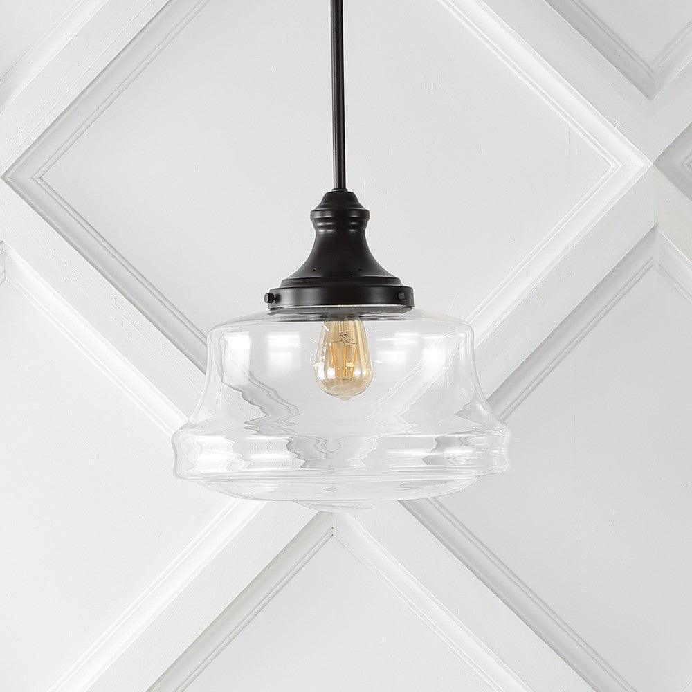 Meyer 14" Bohemian Farmhouse Iron/Glass LED Pendant
