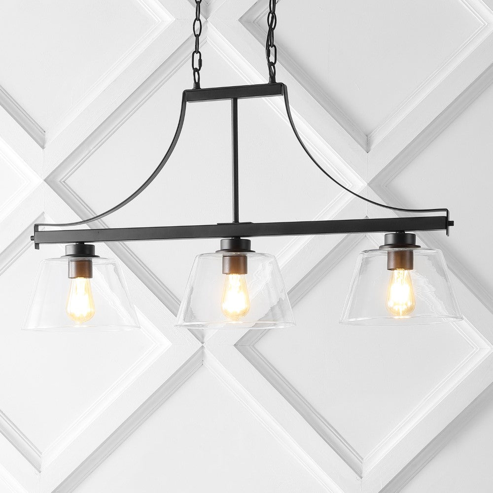 Rick 36" Industrial Farmhouse Iron/Glass Linear LED Pendant