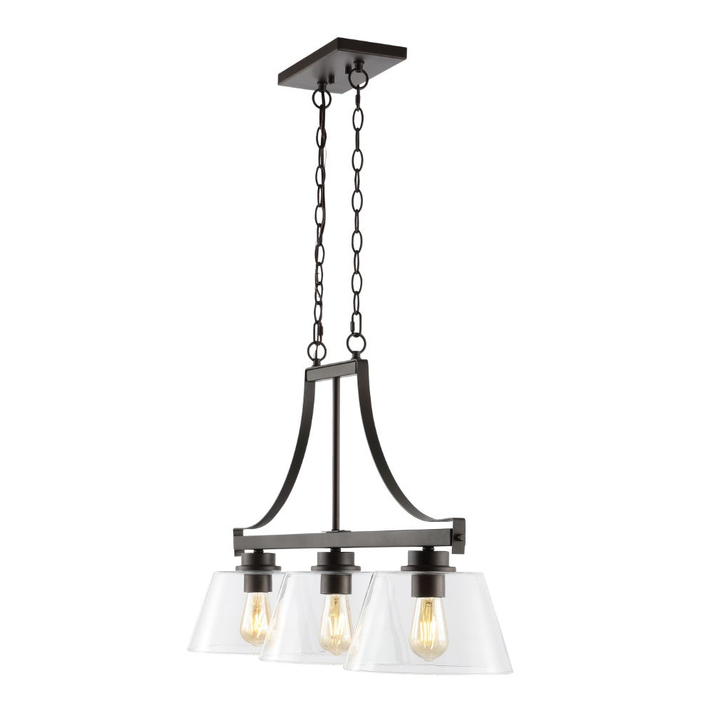 Rick 36" Industrial Farmhouse Iron/Glass Linear LED Pendant