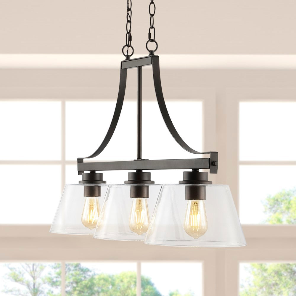 Rick 36" Industrial Farmhouse Iron/Glass Linear LED Pendant