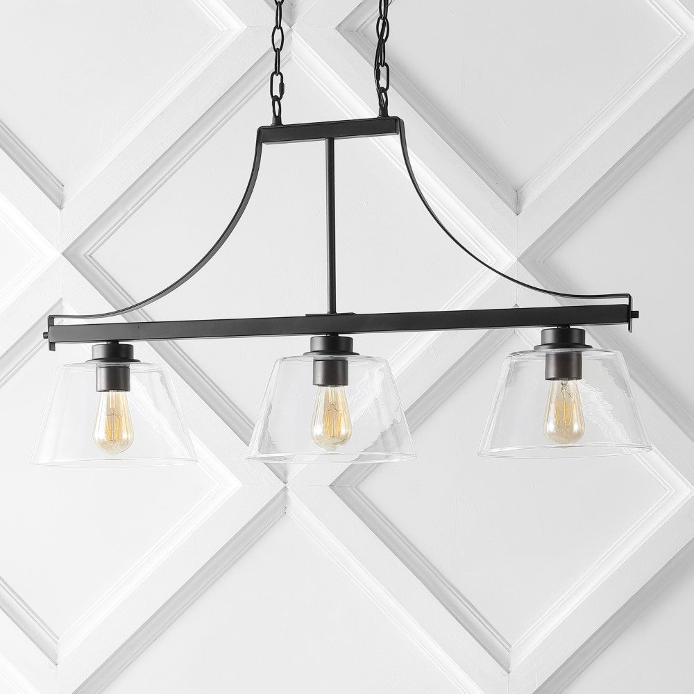 Rick 36" Industrial Farmhouse Iron/Glass Linear LED Pendant