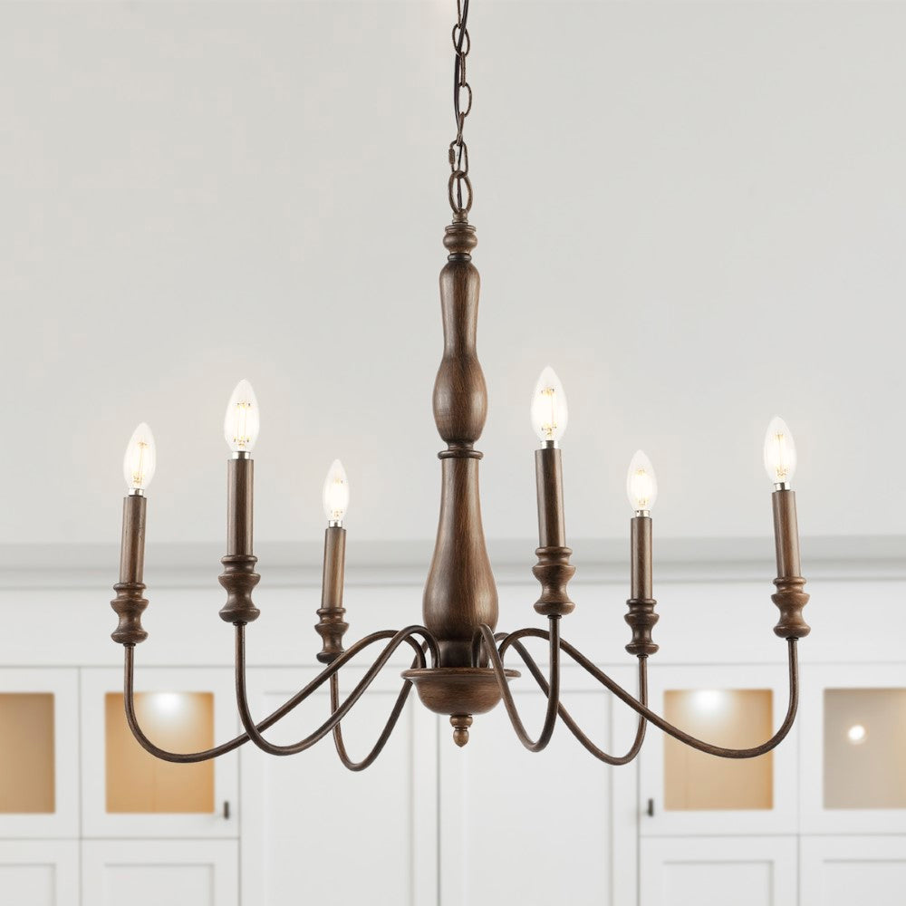 Lacey 29" Rustic Midcentury Iron LED Chandelier