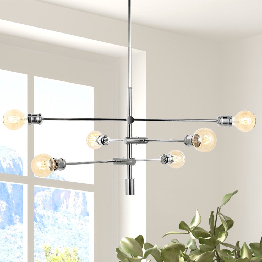 Diya 36" Modern Vintage Iron Arm-Adjustable LED Chandelier
