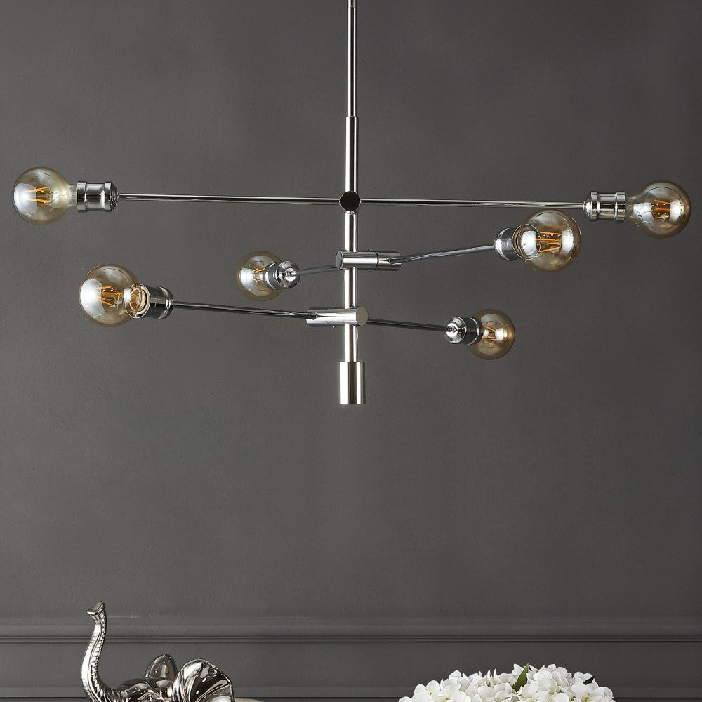 Diya 36" Modern Vintage Iron Arm-Adjustable LED Chandelier