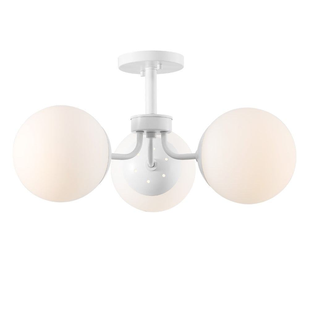 Geo 23.5" 3-Light Bohemian Farmhouse Iron/Frosted Glass LED Semi Flush Mount