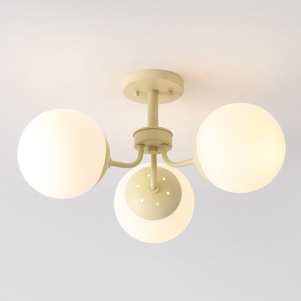 Geo 23.5" 3-Light Bohemian Farmhouse Iron/Frosted Glass LED Semi Flush Mount