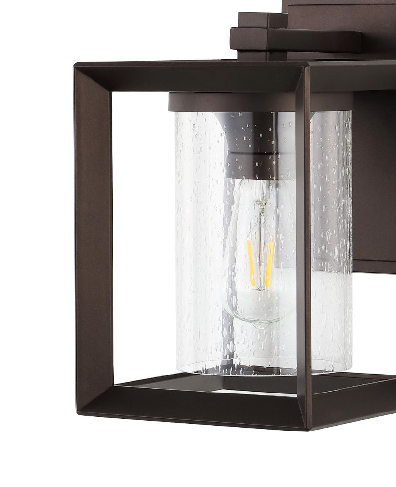 Shirley 7.25" Iron/Glass Modern Rustic Cube LED Outdoor Lantern Set 2