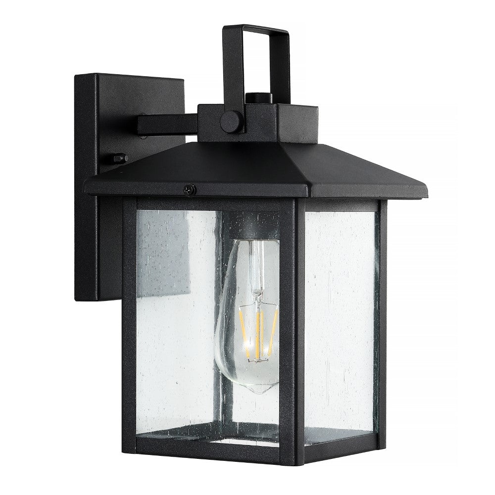 Donald 6.75" Iron/Seeded Glass Rustic Traditional Lantern LED Outdoor Lantern Set 2