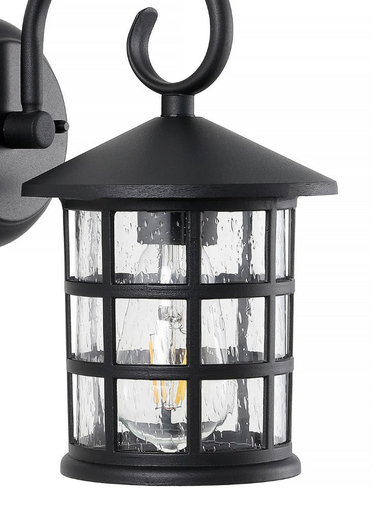 Enrique 6" Iron/Seeded Glass Cottage Rustic Scrolled Lantern LED Outdoor Lantern Set 2
