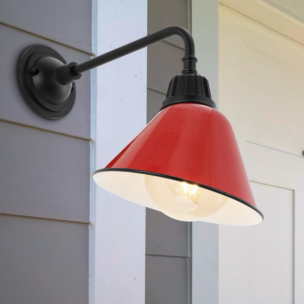 Croydon 9.63" Farmhouse Industrial Indoor/Outdoor Iron LED Gooseneck Arm Outdoor Sconce