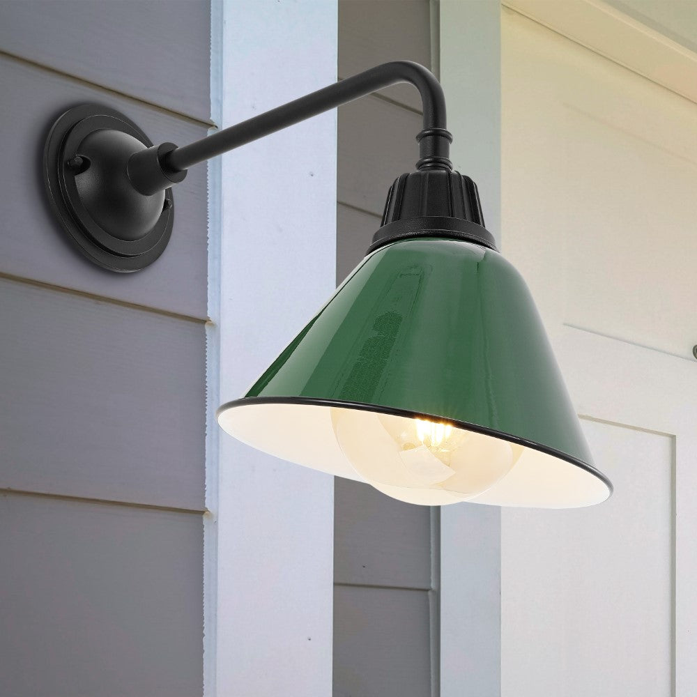 Croydon 9.63" Farmhouse Industrial Indoor/Outdoor Iron LED Gooseneck Arm Outdoor Sconce