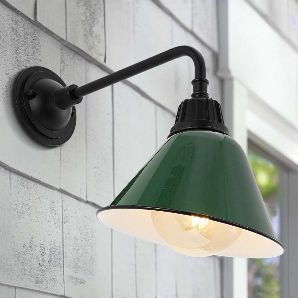 Croydon 9.63" Farmhouse Industrial Indoor/Outdoor Iron LED Gooseneck Arm Outdoor Sconce
