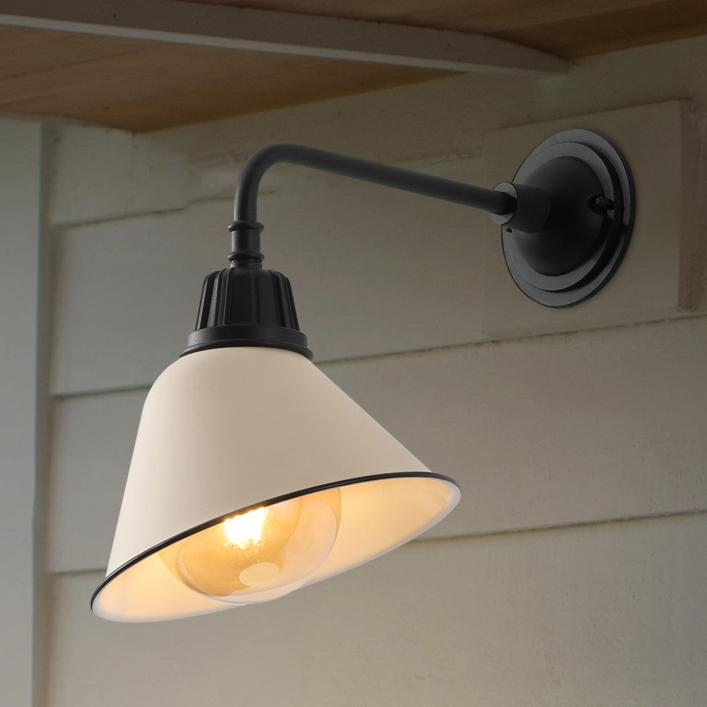Croydon 9.63" Farmhouse Industrial Indoor/Outdoor Iron LED Gooseneck Arm Outdoor Sconce