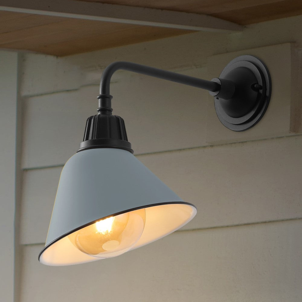 Croydon 9.63" Farmhouse Industrial Indoor/Outdoor Iron LED Gooseneck Arm Outdoor Sconce
