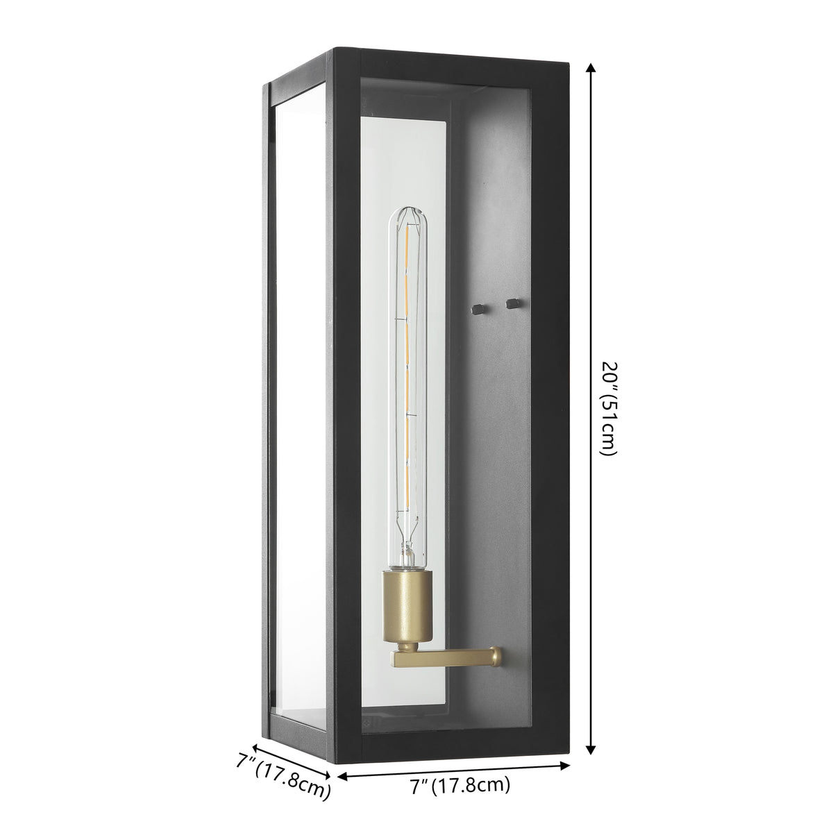 Berlin 20" Modern Industrial Indoor/Outdoor Rectangular Iron/Glass LED Outdoor Lantern