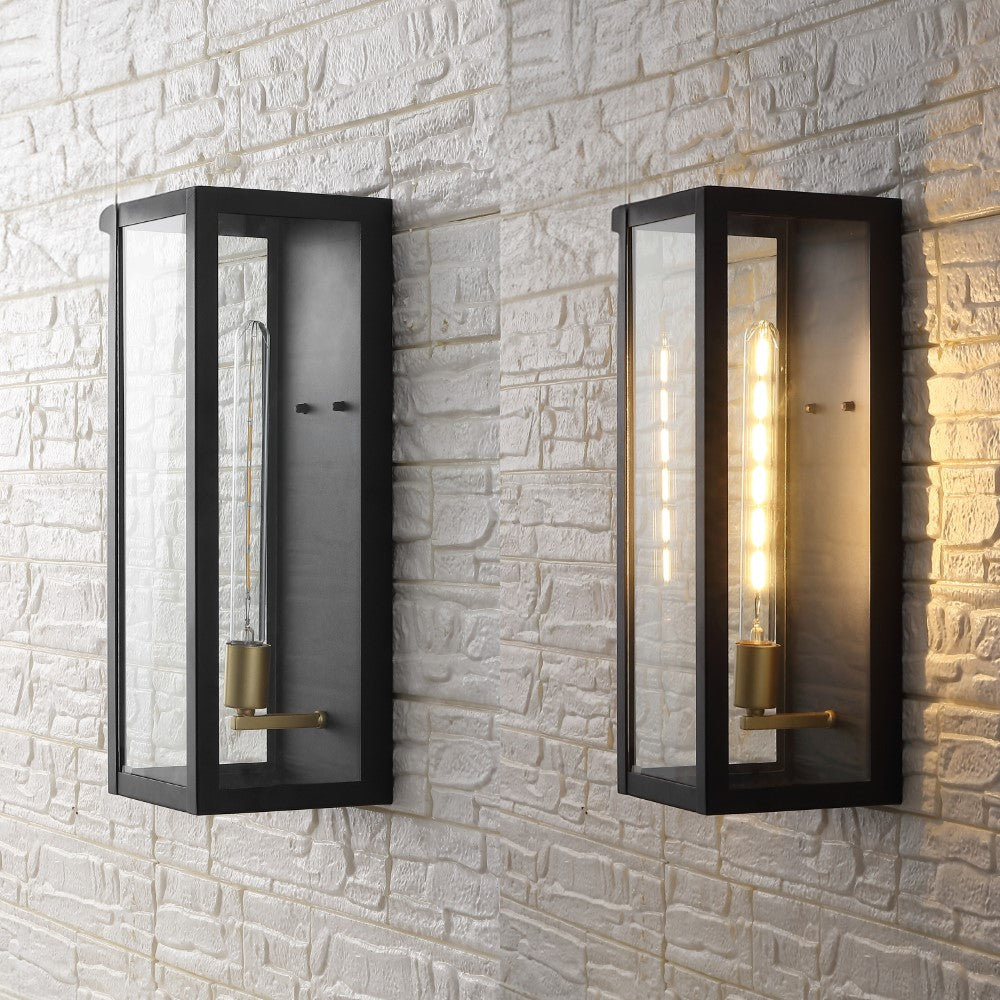 Berlin 20" Modern Industrial Indoor/Outdoor Rectangular Iron/Glass LED Outdoor Lantern