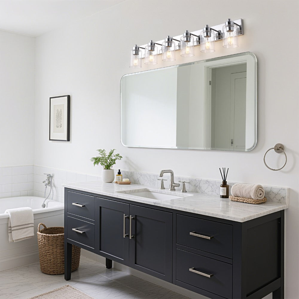 Margaret Seeded Glass/Iron Modern Contemporary LED Vanity Light