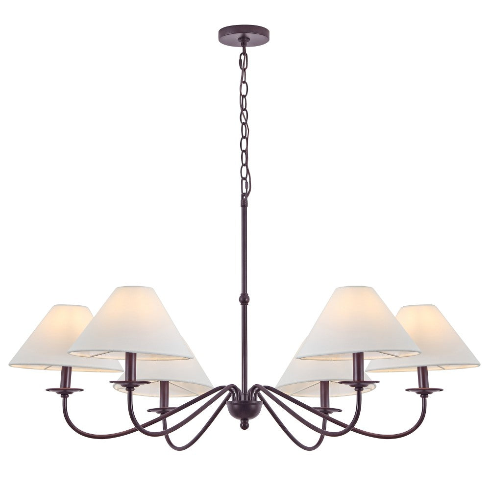 Phoebe 41.5" 6-Light Grand French Country Farmhouse Adjustable Swooping Arm Candle-Style Metal LED Chandelier