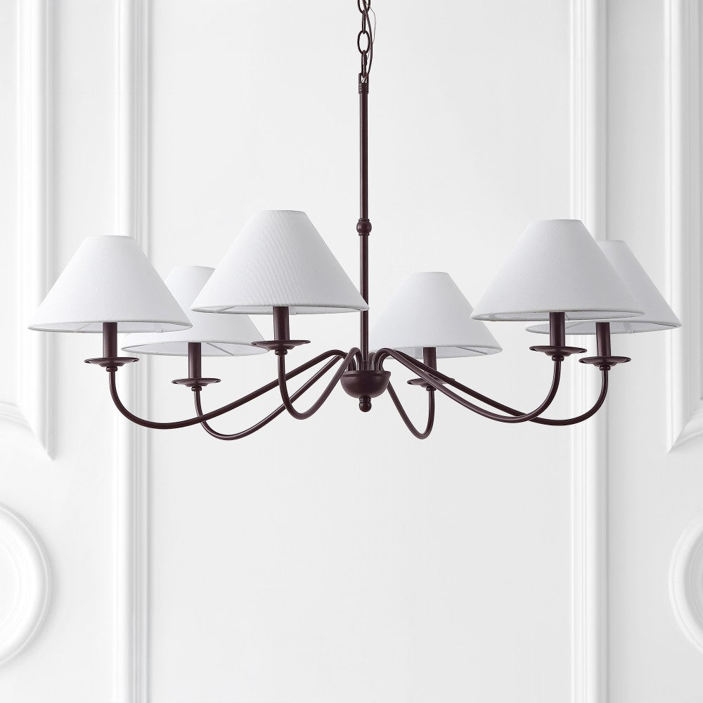 Phoebe 41.5" 6-Light Grand French Country Farmhouse Adjustable Swooping Arm Candle-Style Metal LED Chandelier