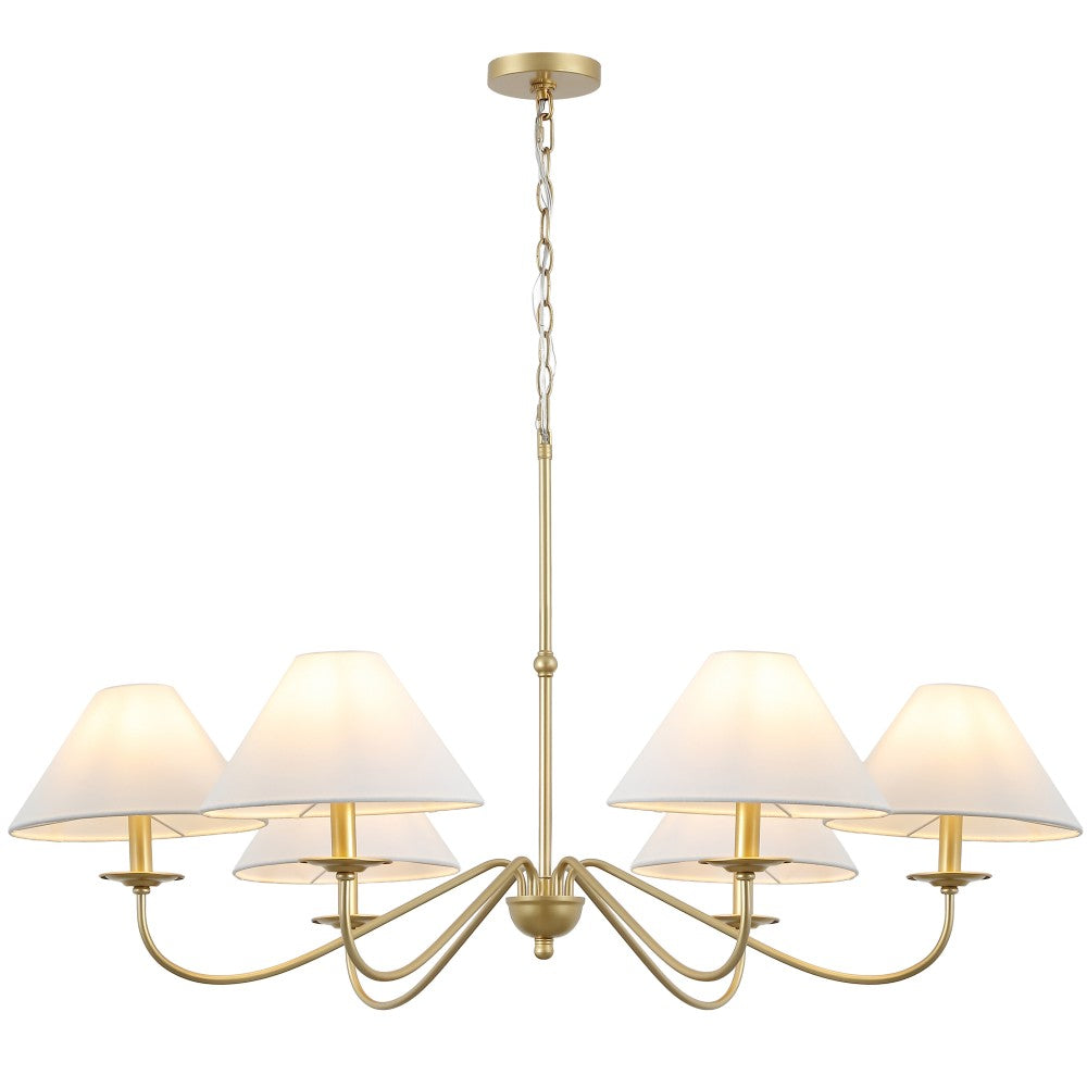 Phoebe 41.5" 6-Light Grand French Country Farmhouse Adjustable Swooping Arm Candle-Style Metal LED Chandelier