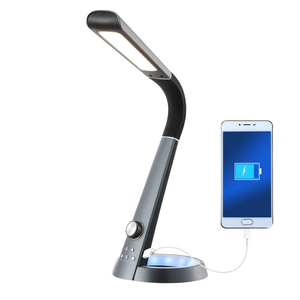 Burton 19" Aluminum Contemporary Minimalist Adjustable Head Dimmable USB Charging LED Task Lamp