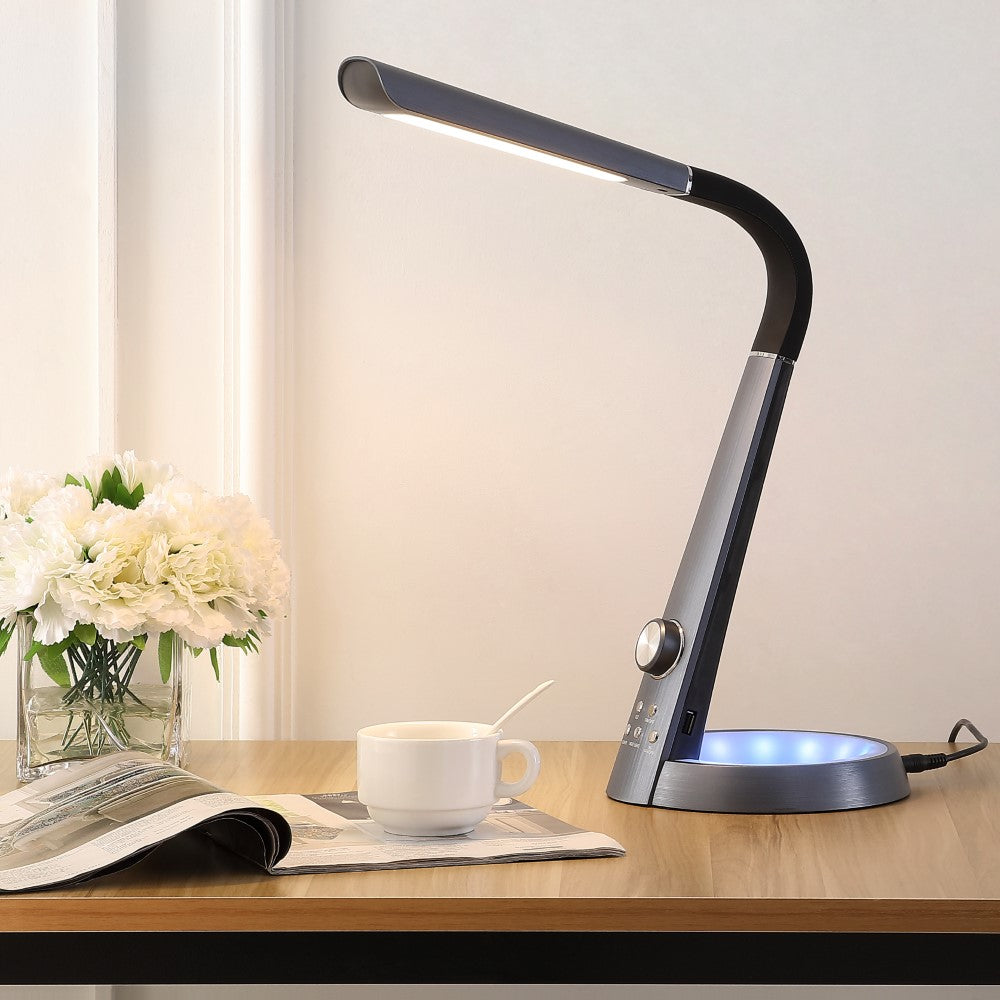 Burton 19" Aluminum Contemporary Minimalist Adjustable Head Dimmable USB Charging LED Task Lamp