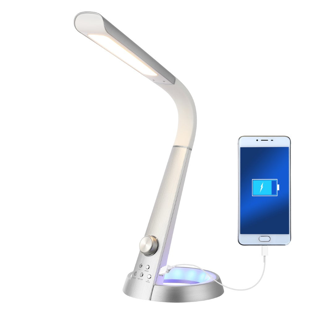 Burton 19" Aluminum Contemporary Minimalist Adjustable Head Dimmable USB Charging LED Task Lamp