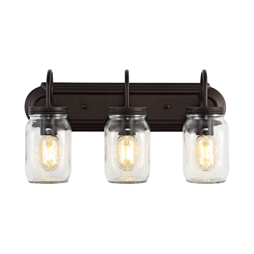 Sanchez 19.3" Farmhouse Industrial Iron Mason Jar LED Vanity