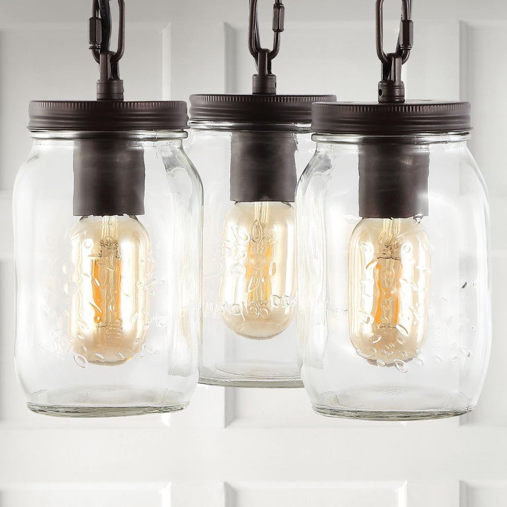 Simon 11" Farmhouse Industrial Iron Mason Jar LED Semi Flush Mount