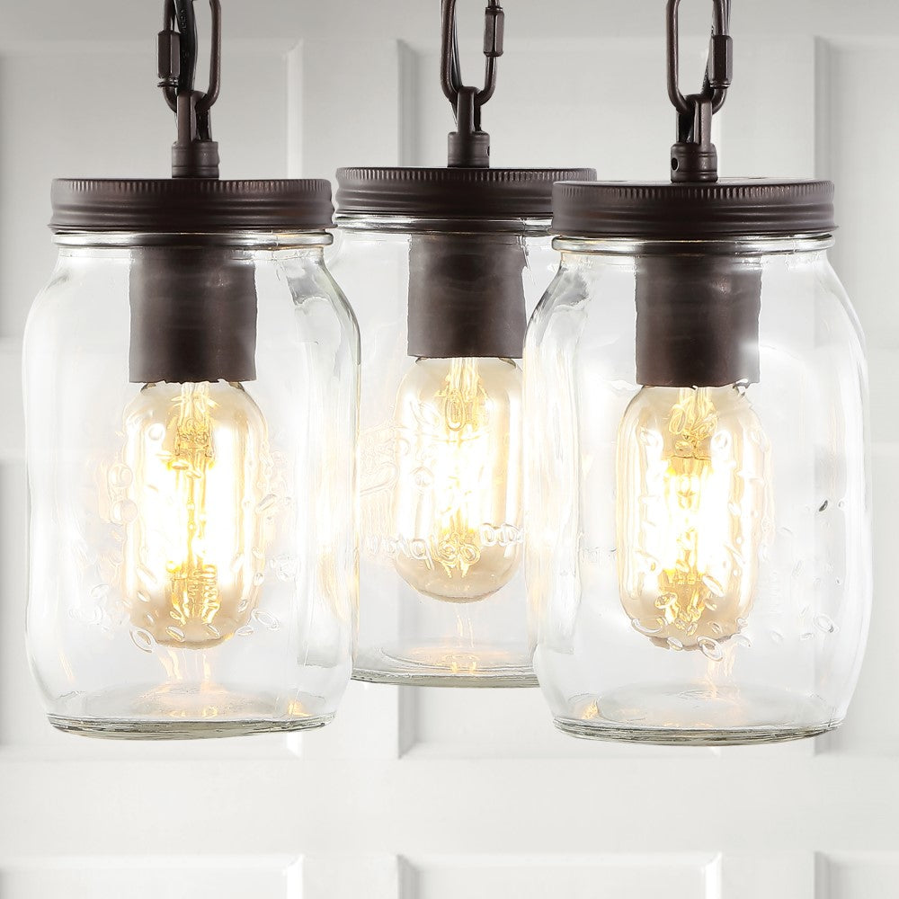 Simon 11" Farmhouse Industrial Iron Mason Jar LED Semi Flush Mount