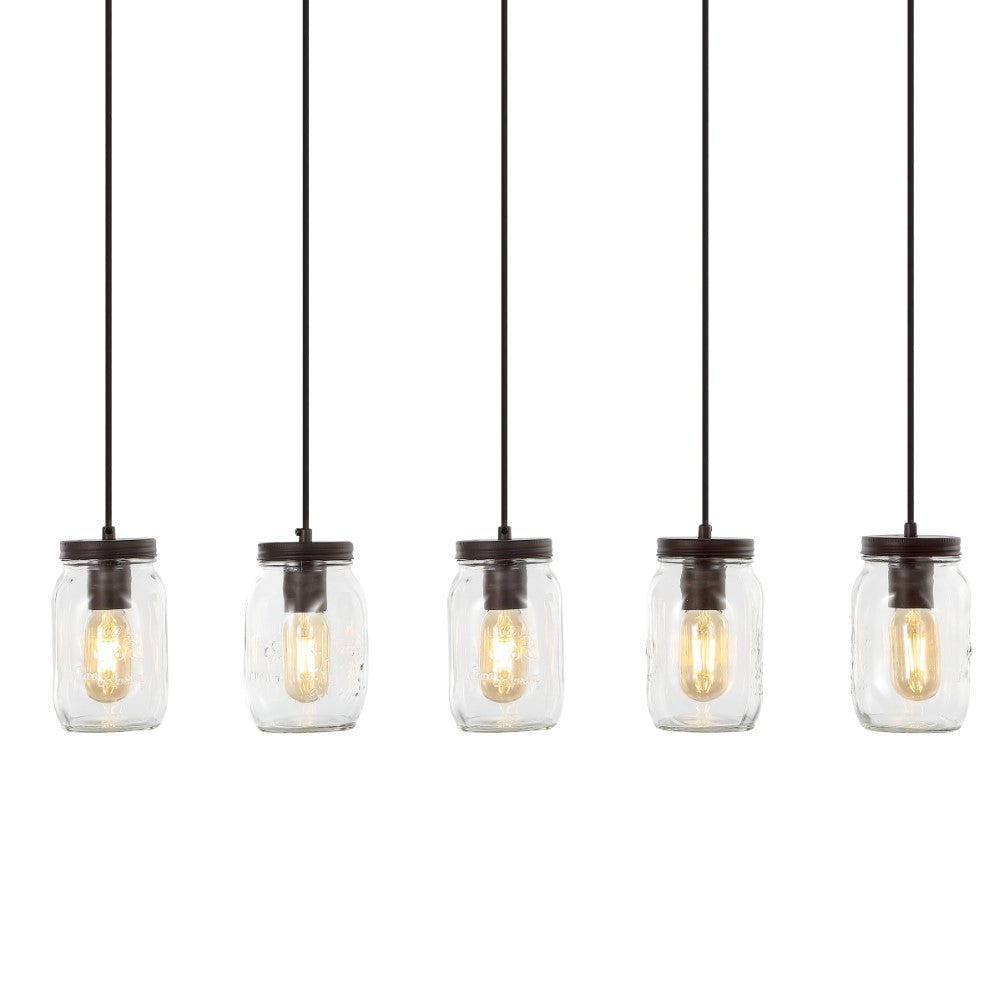 Hudson 5.5" Farmhouse Industrial Iron Mason Jar LED Pendant