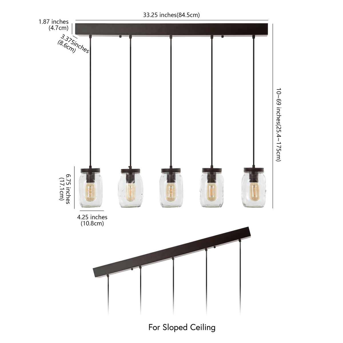 Hudson 5.5" Farmhouse Industrial Iron Mason Jar LED Pendant