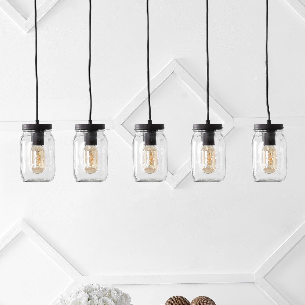 Hudson 5.5" Farmhouse Industrial Iron Mason Jar LED Pendant