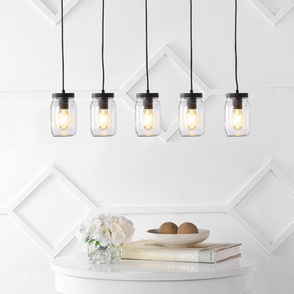 Hudson 5.5" Farmhouse Industrial Iron Mason Jar LED Pendant