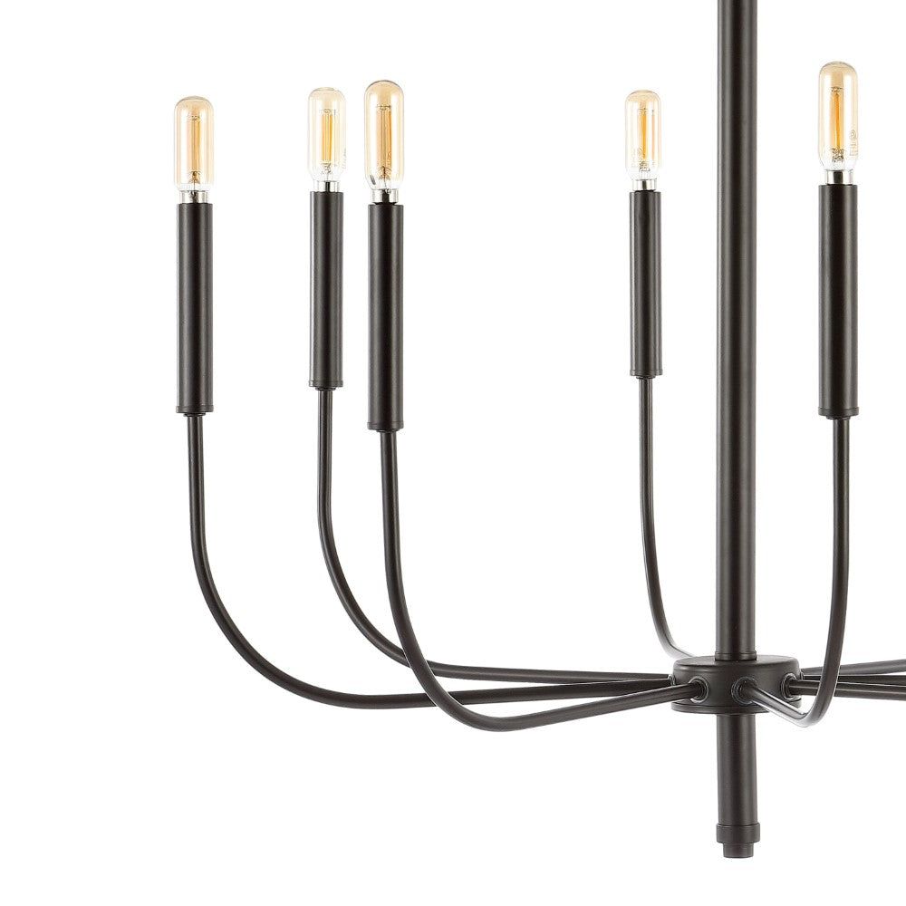 Elegant 27.25" Modern Mid-Century Iron LED Chandelier