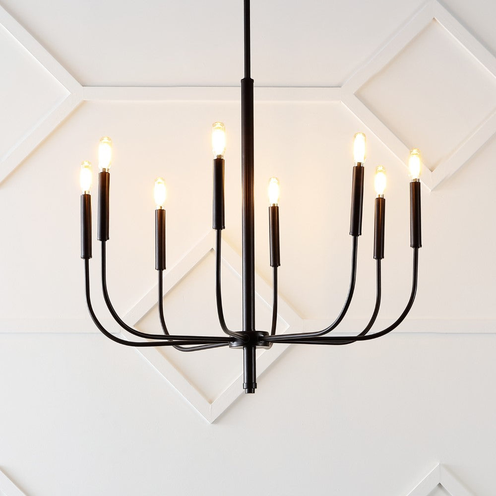 Elegant 27.25" Modern Mid-Century Iron LED Chandelier