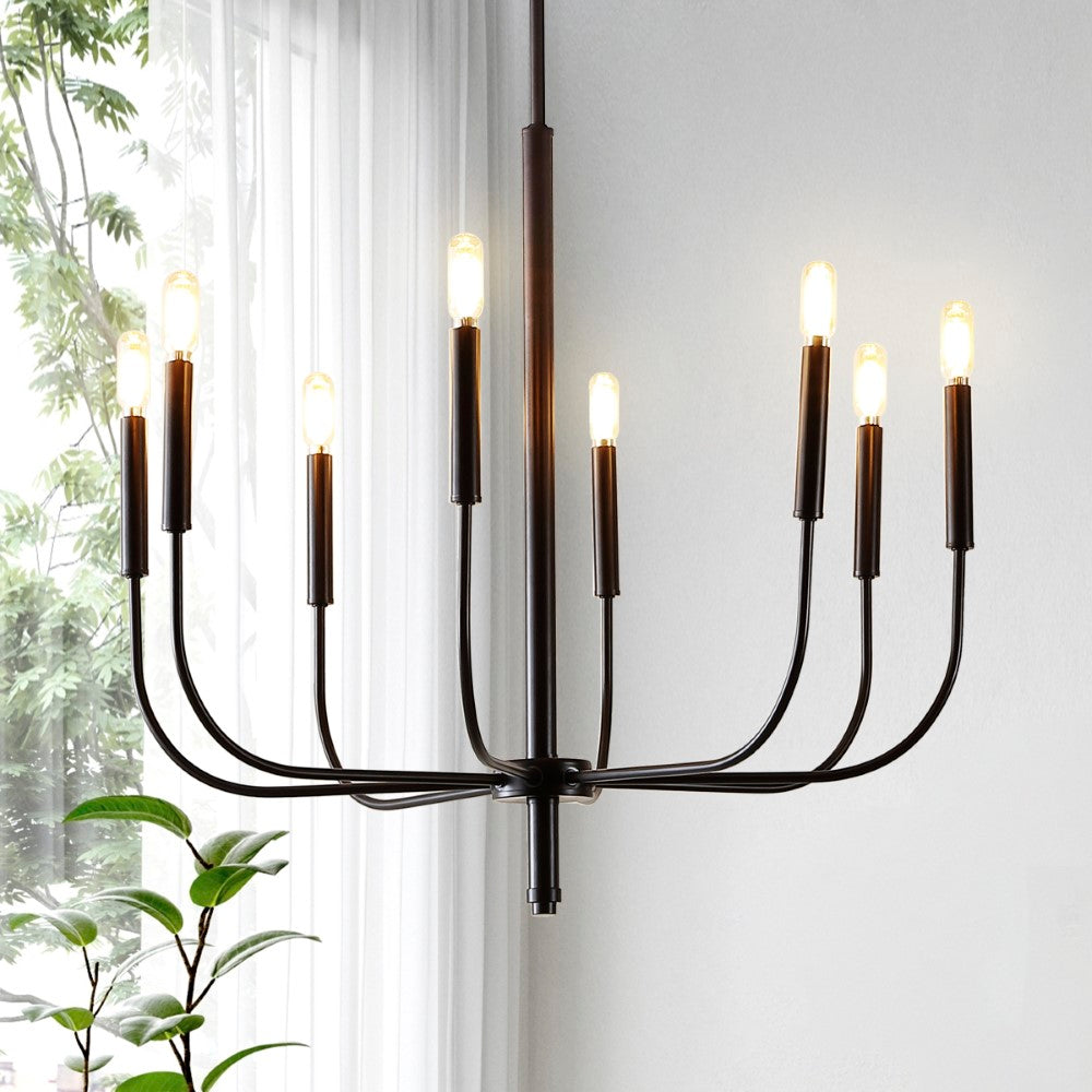 Elegant 27.25" Modern Mid-Century Iron LED Chandelier