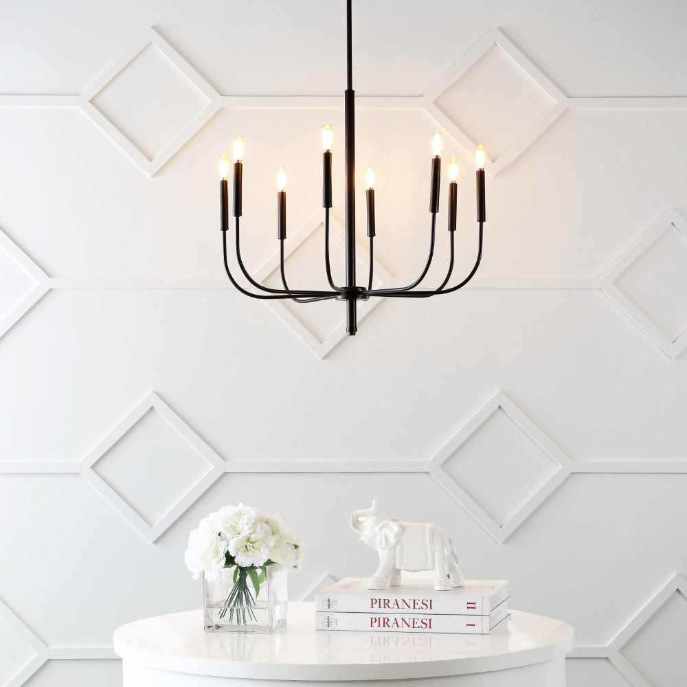 Elegant 27.25" Modern Mid-Century Iron LED Chandelier