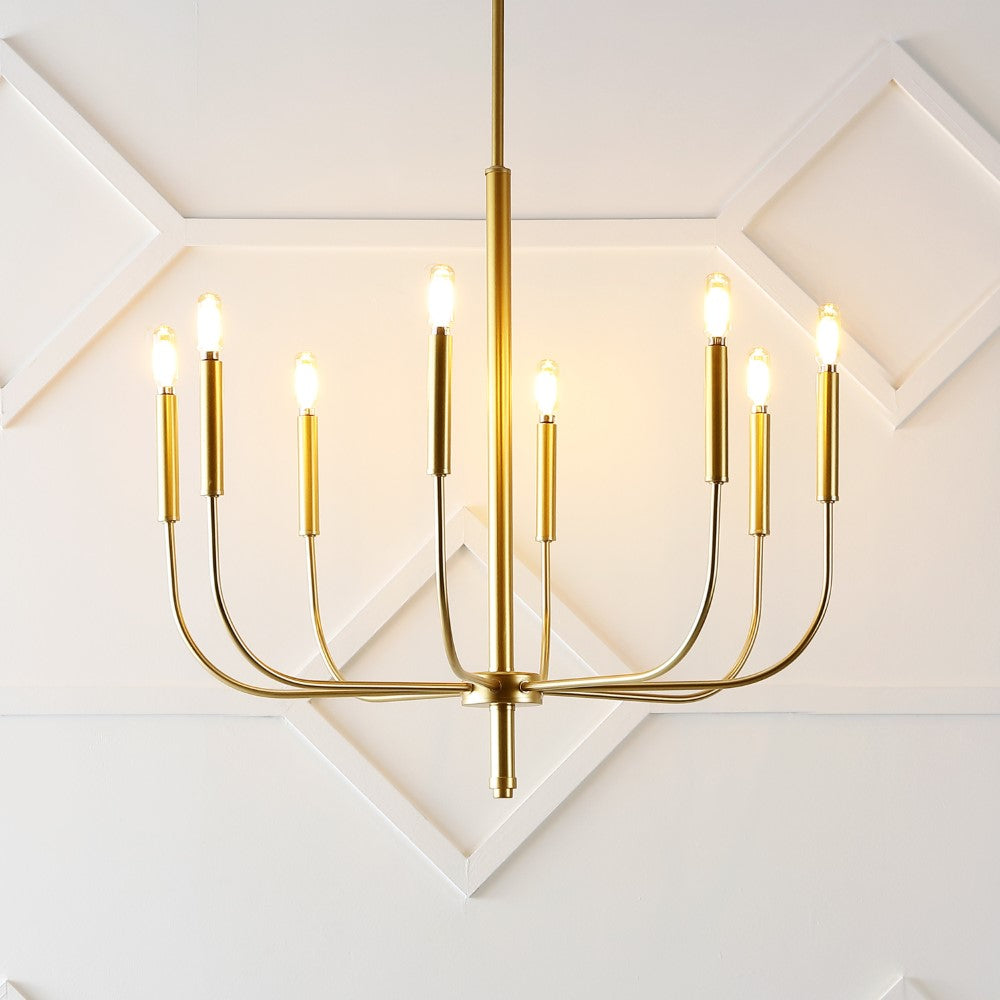 Elegant 27.25" Modern Mid-Century Iron LED Chandelier