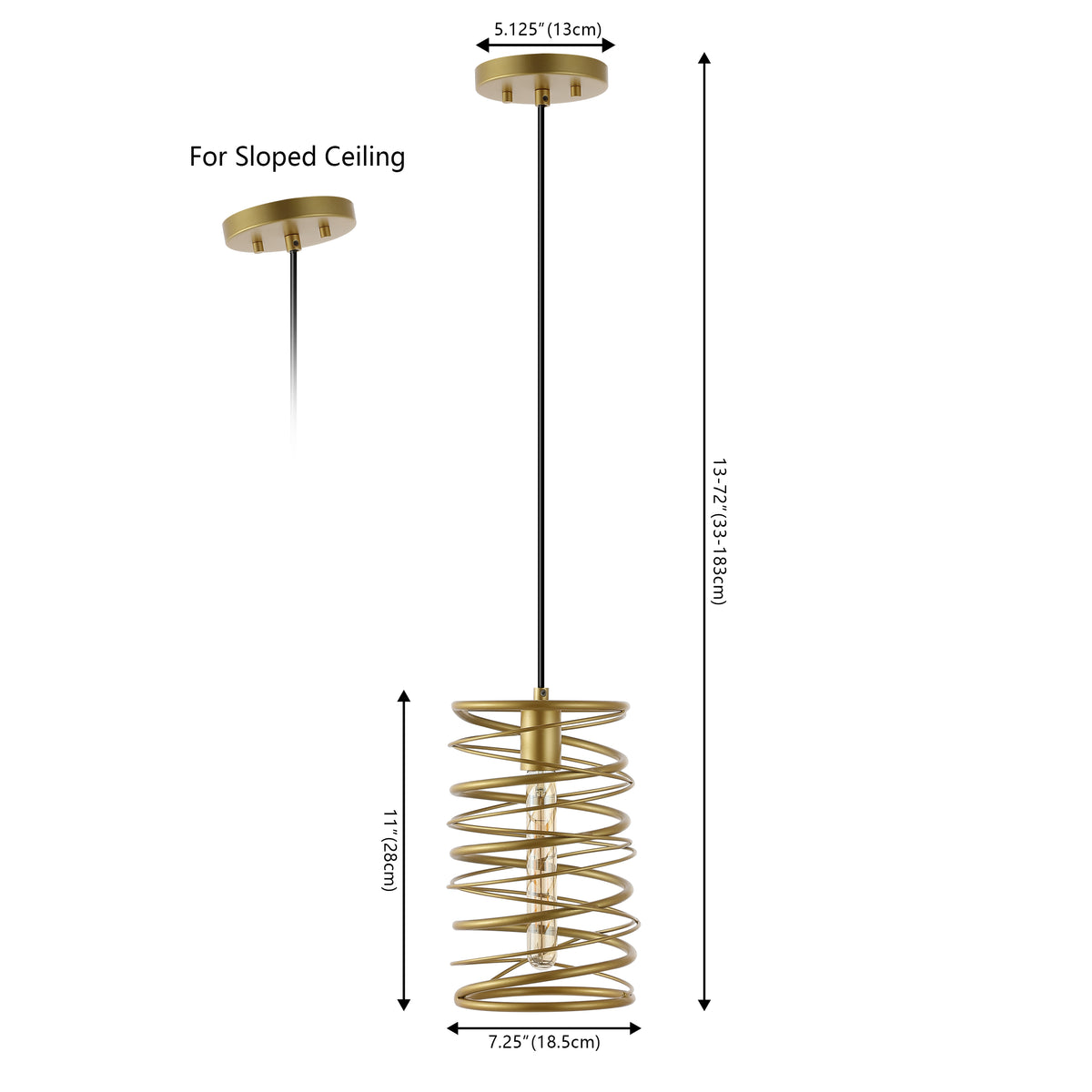 Spiral 7.25" Modern Contemporary Iron Spiral LED Pendant
