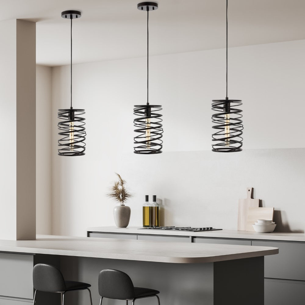 Spiral 7.25" Modern Contemporary Iron Spiral LED Pendant