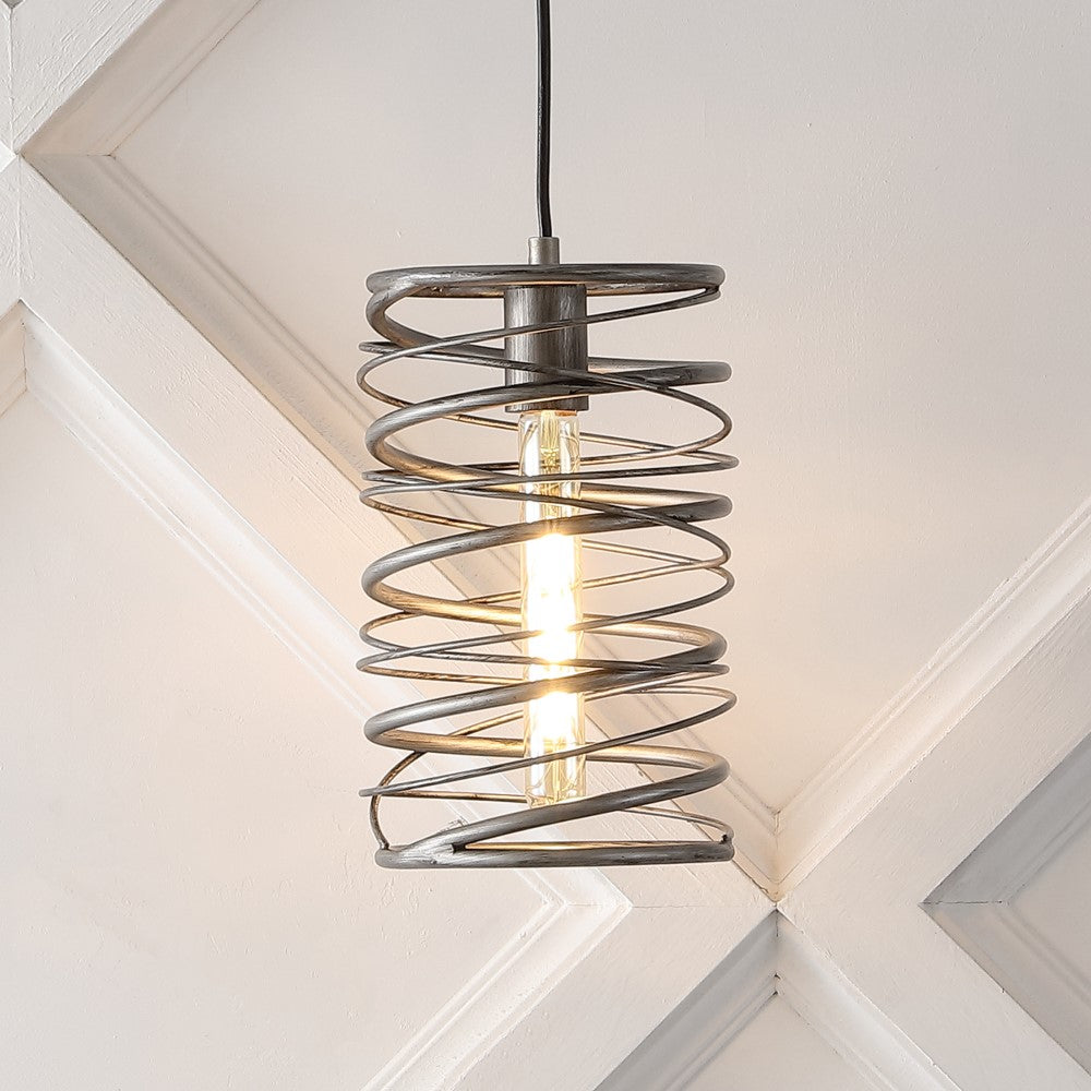 Spiral 7.25" Modern Contemporary Iron Spiral LED Pendant