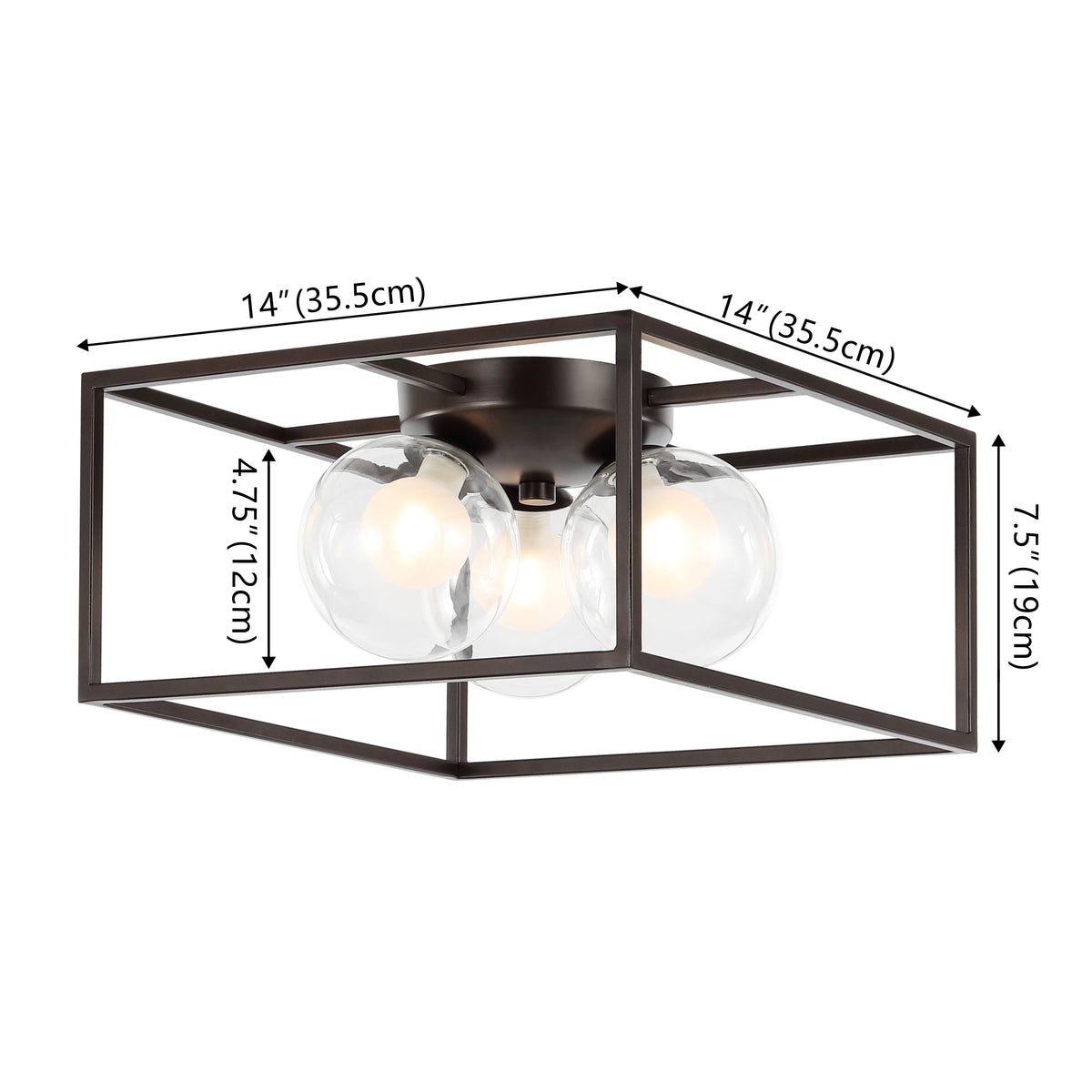 Laurel 14" 3-Light Modern Farmhouse Metal/Iron Open-Caged LED Flush Mount