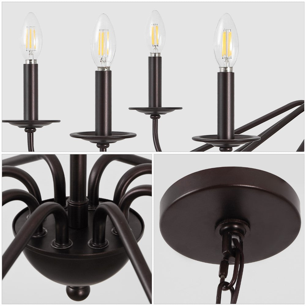 Wells 40" 8-Light Bohemian Farmhouse Iron LED Chandelier