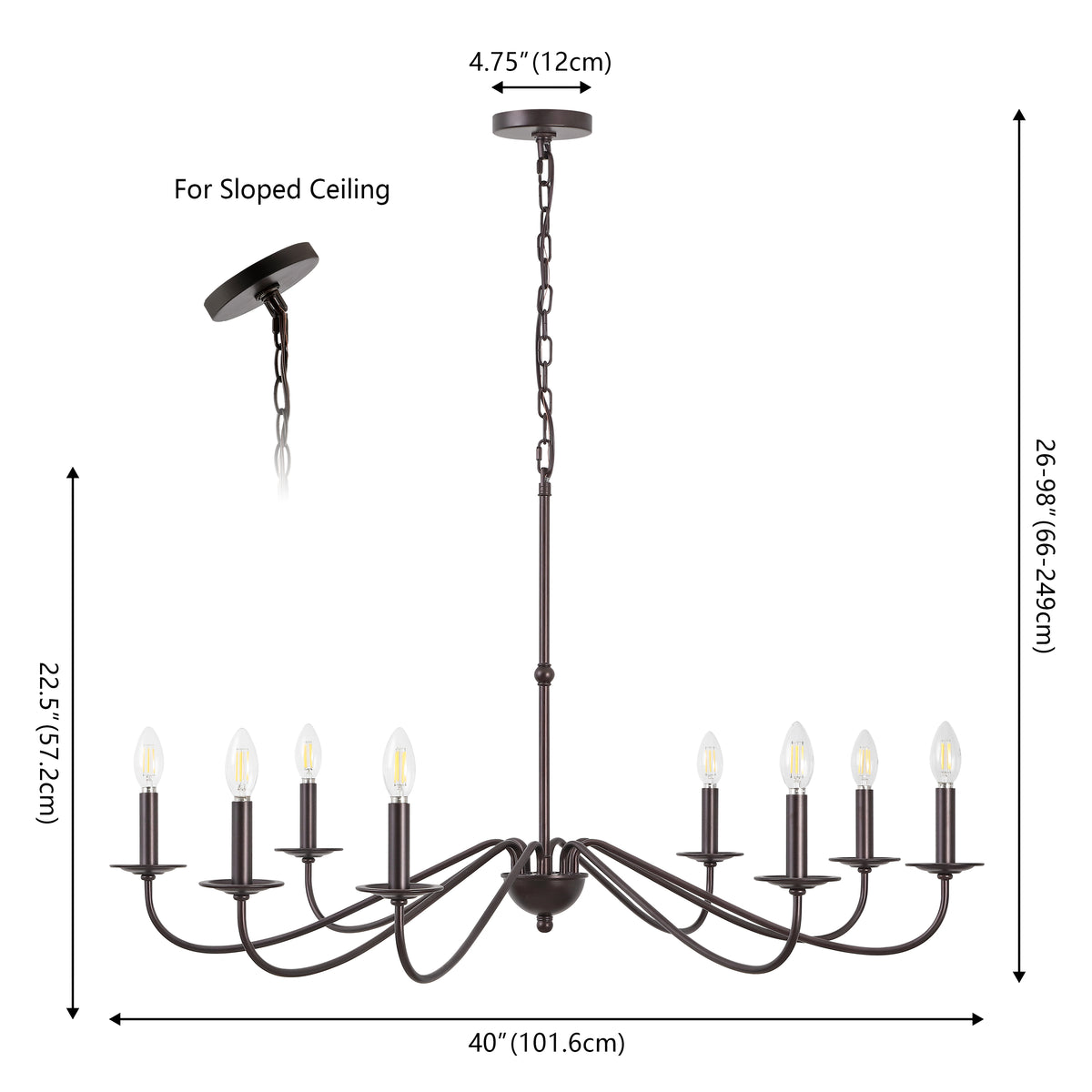 Wells 40" 8-Light Bohemian Farmhouse Iron LED Chandelier