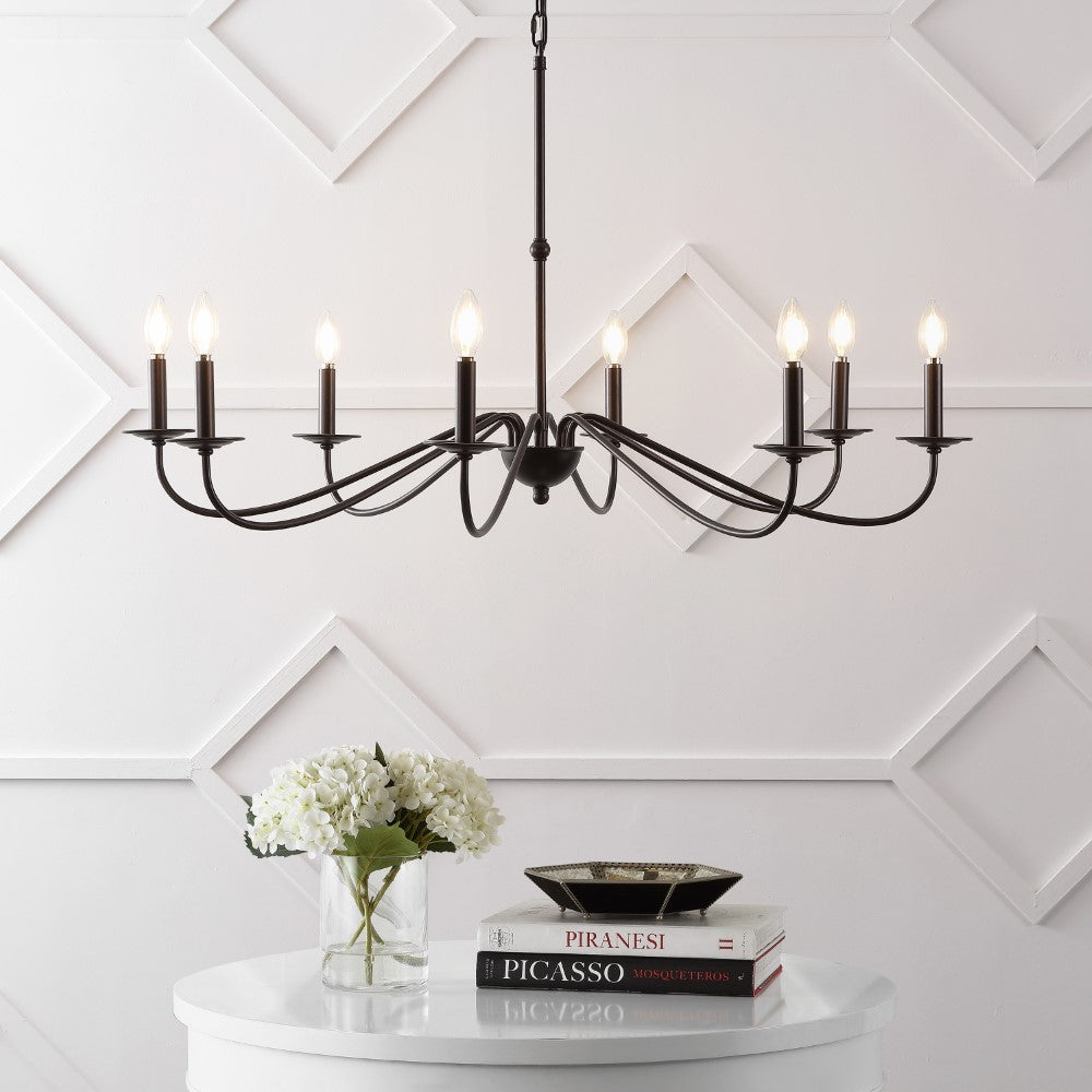 Wells 40" 8-Light Bohemian Farmhouse Iron LED Chandelier
