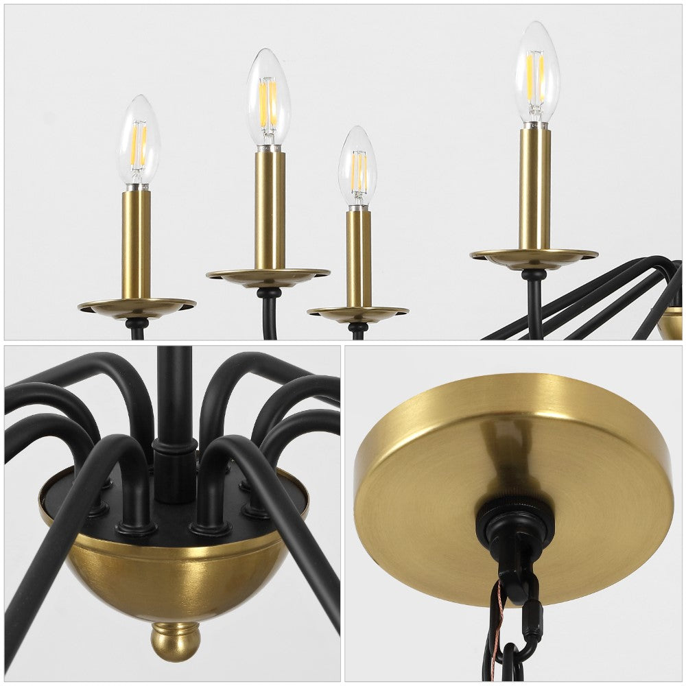 Wells 40" 8-Light Bohemian Farmhouse Iron LED Chandelier
