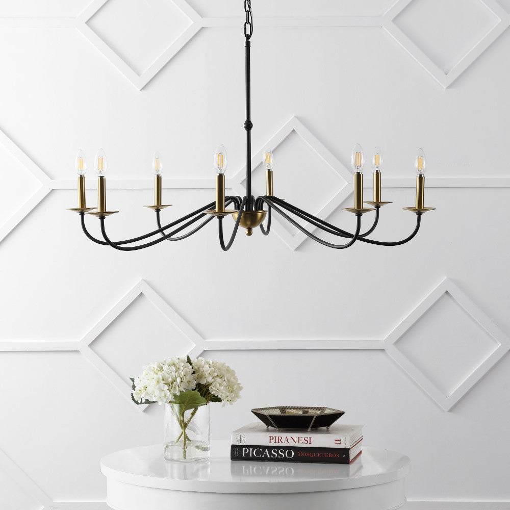 Wells 40" 8-Light Bohemian Farmhouse Iron LED Chandelier